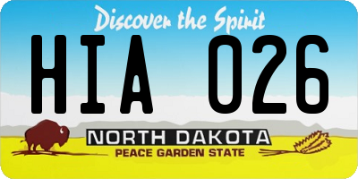 ND license plate HIA026