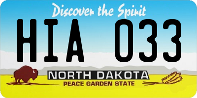 ND license plate HIA033