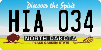 ND license plate HIA034
