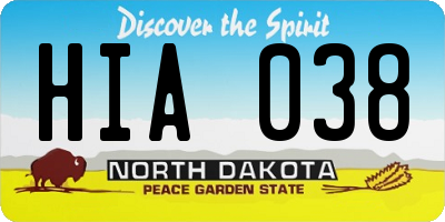ND license plate HIA038