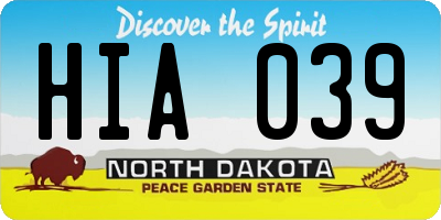 ND license plate HIA039