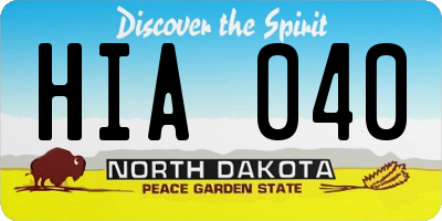 ND license plate HIA040