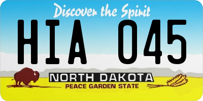 ND license plate HIA045