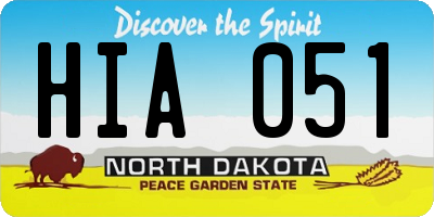 ND license plate HIA051