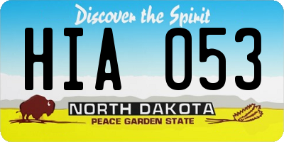 ND license plate HIA053