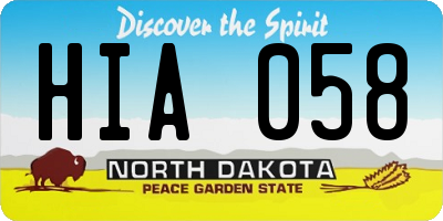 ND license plate HIA058