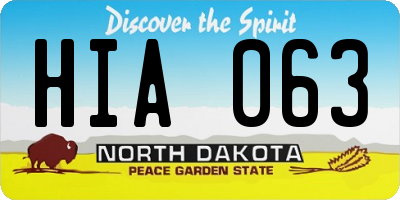 ND license plate HIA063