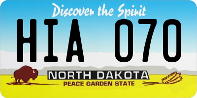 ND license plate HIA070