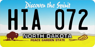 ND license plate HIA072