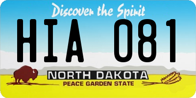 ND license plate HIA081