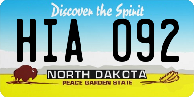 ND license plate HIA092