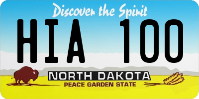 ND license plate HIA100