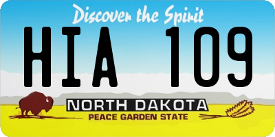 ND license plate HIA109