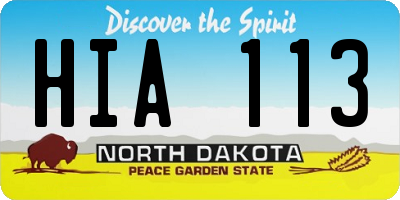 ND license plate HIA113