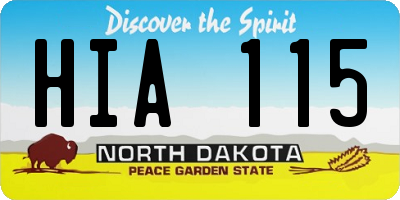 ND license plate HIA115