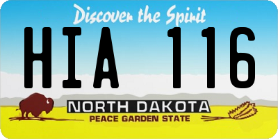 ND license plate HIA116