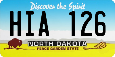 ND license plate HIA126