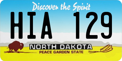ND license plate HIA129