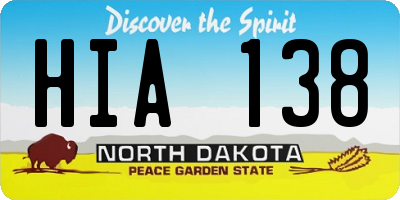 ND license plate HIA138