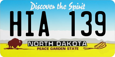 ND license plate HIA139