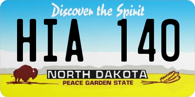 ND license plate HIA140