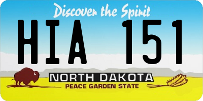 ND license plate HIA151