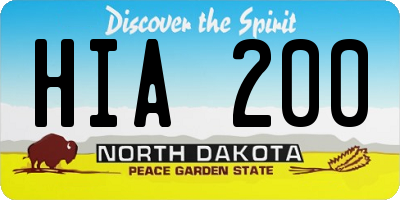ND license plate HIA200