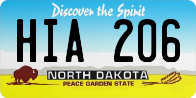 ND license plate HIA206