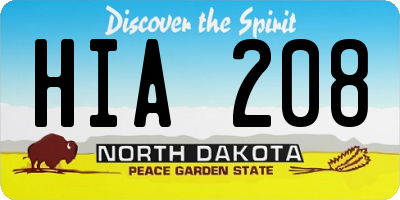 ND license plate HIA208