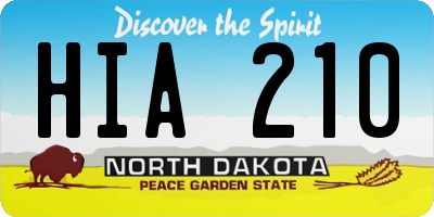 ND license plate HIA210