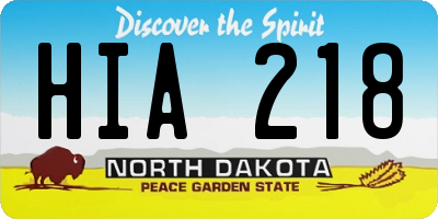 ND license plate HIA218