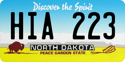 ND license plate HIA223