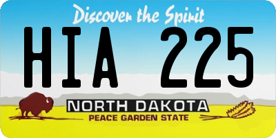 ND license plate HIA225