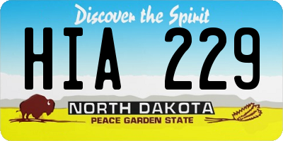 ND license plate HIA229