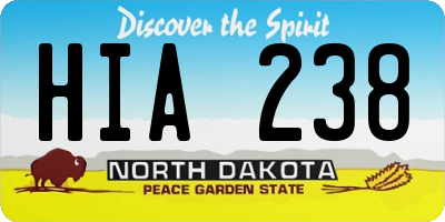 ND license plate HIA238