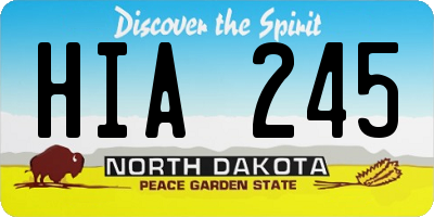 ND license plate HIA245