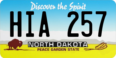 ND license plate HIA257
