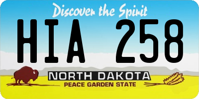 ND license plate HIA258