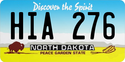 ND license plate HIA276