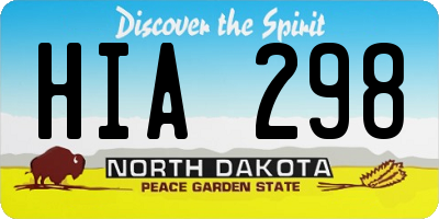 ND license plate HIA298