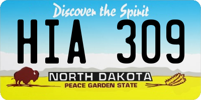 ND license plate HIA309