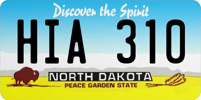 ND license plate HIA310