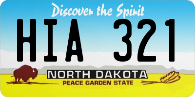 ND license plate HIA321