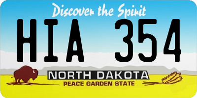 ND license plate HIA354