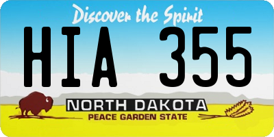 ND license plate HIA355