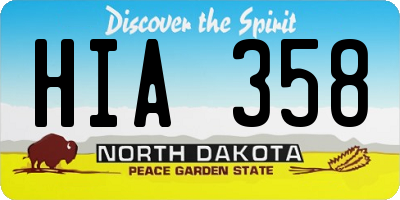 ND license plate HIA358