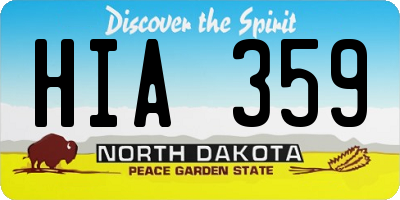 ND license plate HIA359