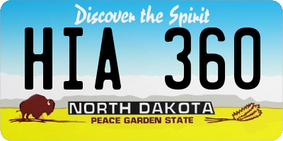 ND license plate HIA360
