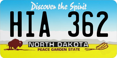 ND license plate HIA362