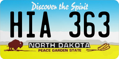 ND license plate HIA363